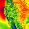 A high-resolution map based on NOAA weather data showing wind energy potential across the United States in 2012