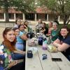 members of CU Boulder's Women and Gender Minorities in Physics group gathered for an informal lunch with alumna Marty Baylor