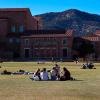 Students sitting in a circle outside