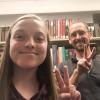 A selfie with librarian Adam Lisbon and a Department of Asian Languages and Civilizations student