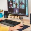 an employee engaging in a virtual meeting