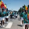 Color guard and drumline in the 1993 Juneteenth Parade in Denver’s historic Five Points neighborhood