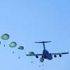 U.S. Army Rangers parachute from a plane