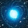 Artist's depiction of a magnetar with magnetic field lines emerging from its surface.