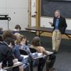 Professor teaches large class
