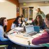 Students studying at a table.