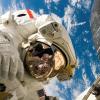 American astronaut working in space