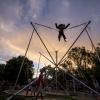Chip takes a turn on the trampoline bungee at last year's Black & Gold Bash