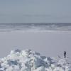 Man stands on an arctic glacier