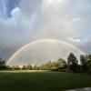Double rainbow on campus during summertime