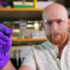 A researcher stretches a material made for 3D printing