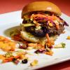 Mushroom-beef blended burger on plate