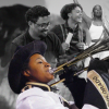 Black students performing on campus