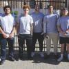 Colorado football team members outside Balch Fieldhouse