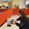 Students at computers in Business Library