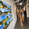 A student makes his way down a hallway in the Visual Arts Complex