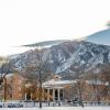 snowy day on campus