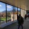 students walking in CASE building