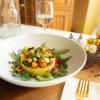 Polenta cake with beautiful herbs and veggies