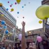 Students release biodegradable balloons on campus