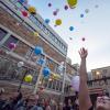 Students release biodegradable balloons as part of class project