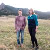 RJ Mooney and Torrey Davis at Chautauqua Park with Flatirons in background