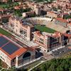 An aerial view of the Champions Center and CU Boulder campus.