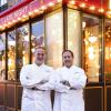 Chefs Bruce and Eric Bromberg in front of Blue Ribbon Brasserie in Boston