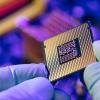 Researcher holds a chip