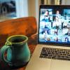 Zoom meeting with a coffee mug