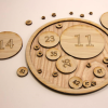 an Apollonian circle packing puzzle laser cut from wood