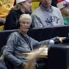 Carol Callan, left, doing commentary at a Colorado women's basketball game