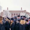 Graduates on Norlin Quad on a snowy day