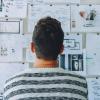 Man studies research concept map