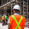 Stock photo of construction workers on site