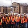 Construction workers on campus