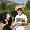 Campus community members wearing masks