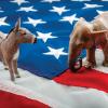 A donkey and elephant, representing the U.S. major political parties