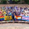 CU community forms a human rainbow