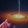 Professor Andrew Hamilton teaches about black holes while wearing a wizard costume
