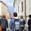 Students explore streets in Prague