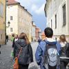 students walking on the street in Czech Republic