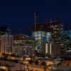 Panorama of the Denver skyline at night