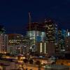 Panorama of the Denver skyline at night