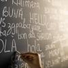 Child's hand with chalkboard 