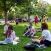 Students sitting in a circle and talking