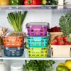 Fresh fruits and veggies in a refrigerator
