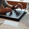 person studying on laptop