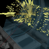 A rendering of a high-energy collision event recorded by the ATLAS Experiment in July 2018.