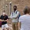 students safely socializing on campus
